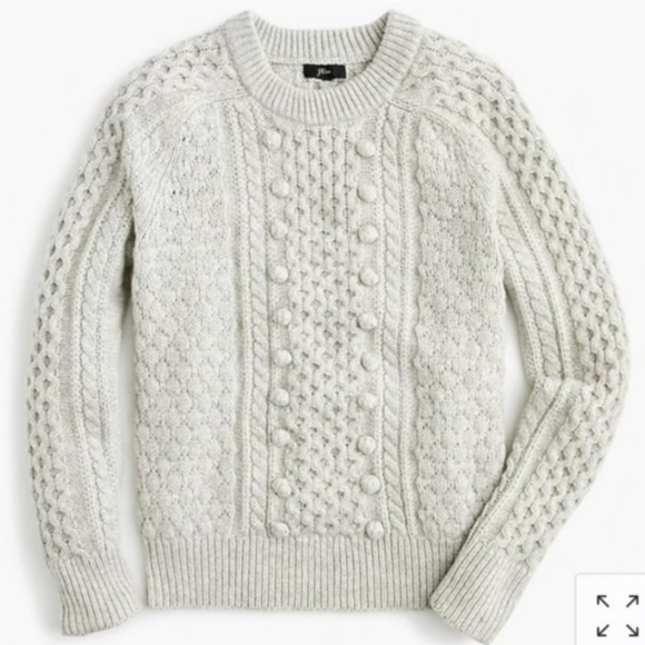 J. Crew Popcorn cable knit gray sweater - Picture 3 of 16